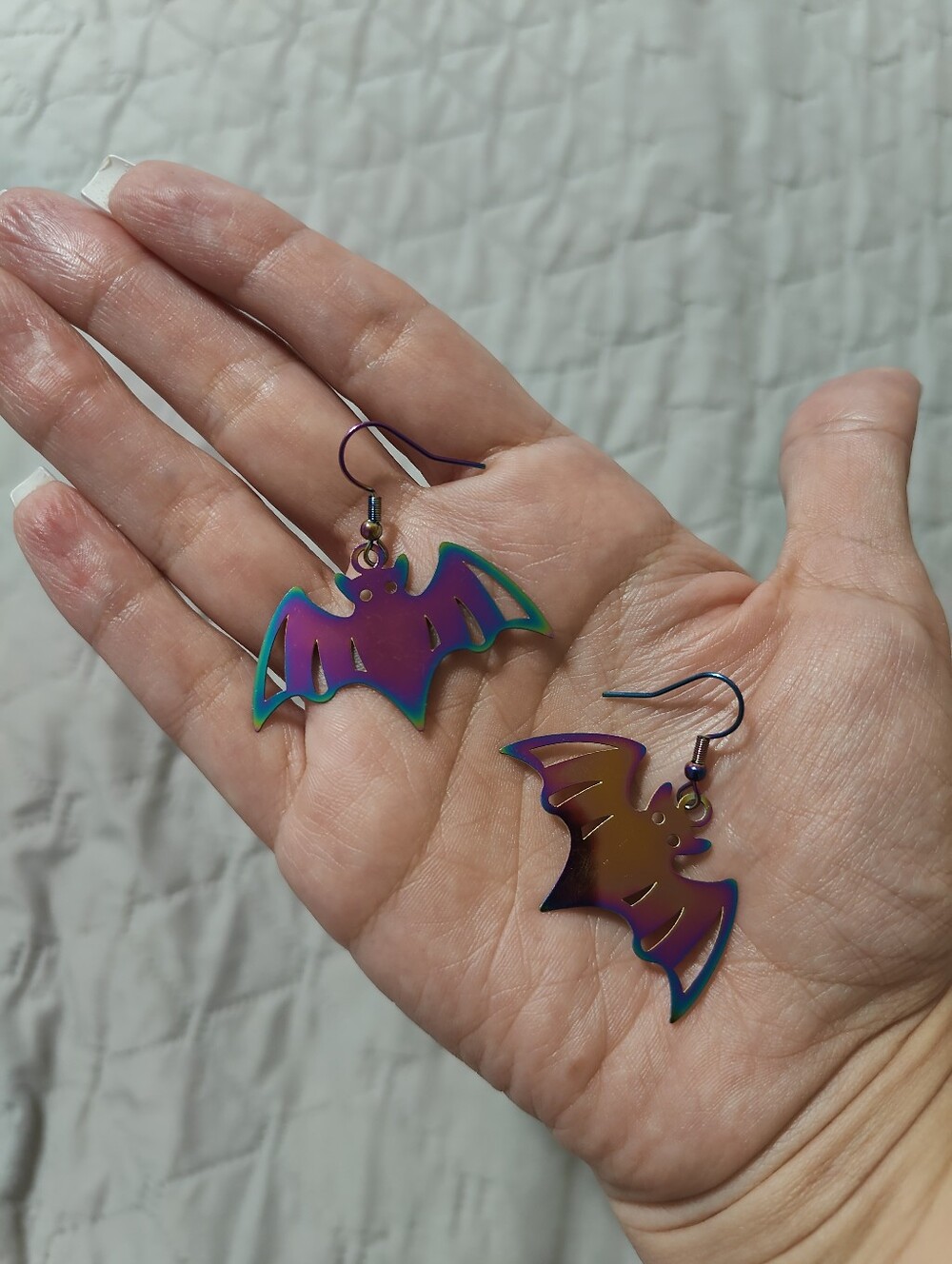 Halloween Bat Dangle Earrings - Picture 3 of 3